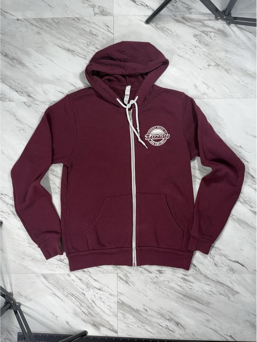 Barnacles Hermosa Beach Bar & Grill Hoodie Zip Up Maroon #8